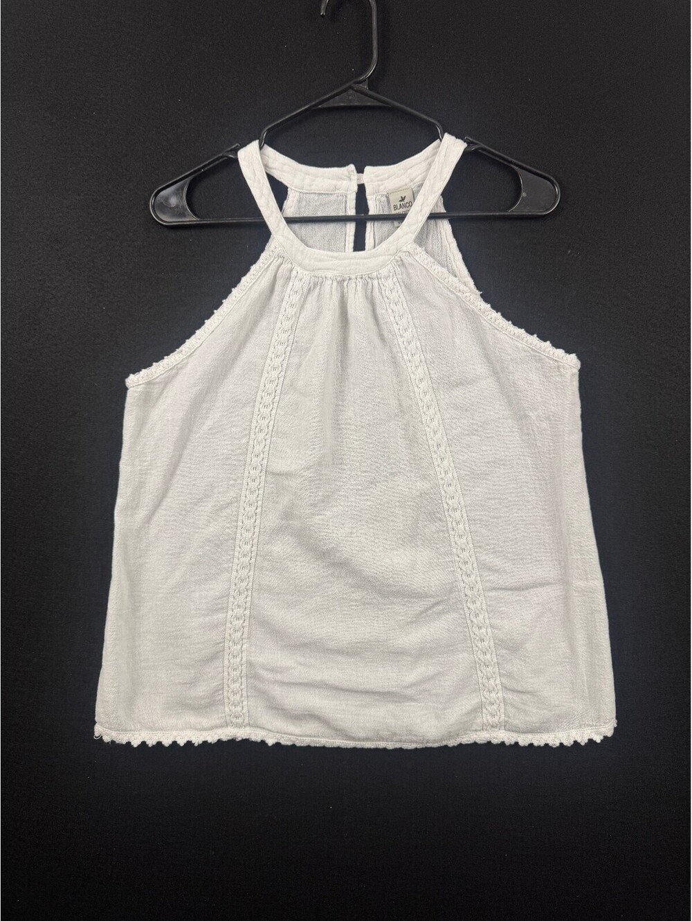 Blanco White 100% Cotton Sleeveless Halter Top Size L